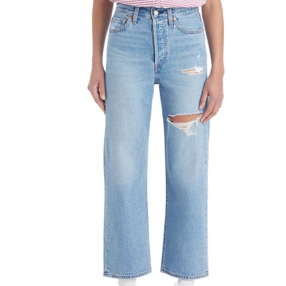 NWT! Levi's Ribcage Ripped High Waist Ankle Straight Leg Jeans 32 x 27